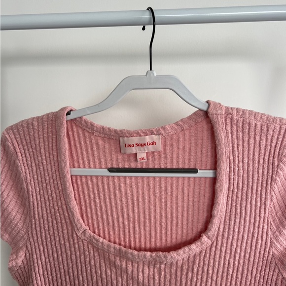 Lisa Says Gah Pink Ribbed Top - Picture 3 of 3